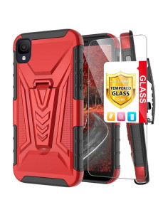 Funda Híbrida TJS para Alcatel TCL A3 A509DL, A30, ION Z - Rojo