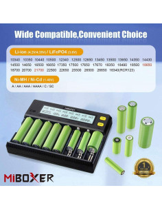 Cargador de Batería MiBOXER C8 8 Bahías LCD Carga Rápida 2