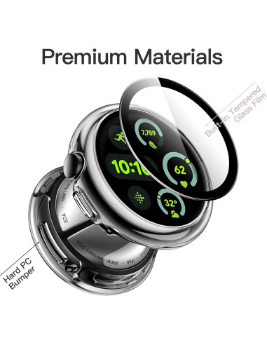 Funda JETech con Protector de Pantalla para Google Pixel Watch 41mm - 2-Pack