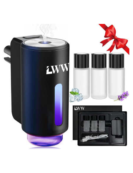 Ambientador de Coche LWW, Difusor Recargable 3 Aromas