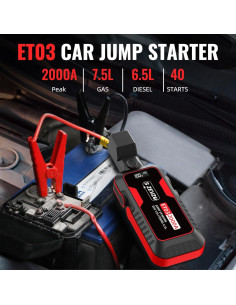 Arrancador de Coche S ZEVZO ET03 2000A 12V con USB y LED 2