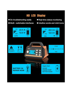 Cargador de Batería Ampeak 15A 6V/12V Inteligente Automático 2