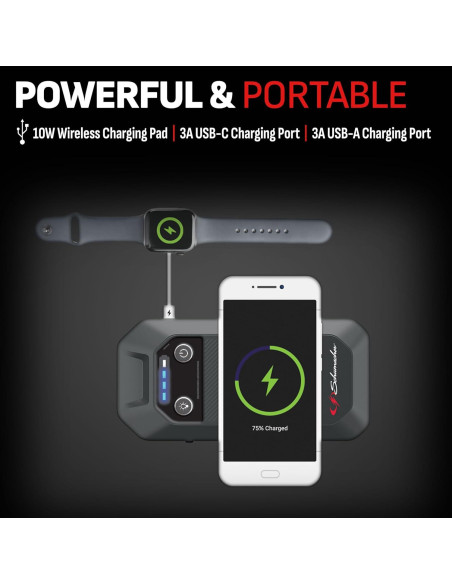 Arrancador de Salto Schumacher SL1674 1500A 12V Carga Inalámbrica Arrancador de Salto Schumacher SL1674 1500A 12V Carga Inalámbrica