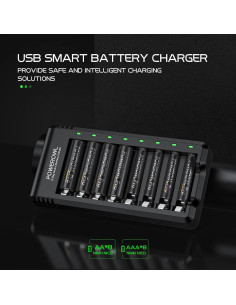 Cargador de Baterías POWEROWL ZN825E 8 Bahías USB Rápido 2