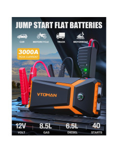 VTOMAN V8 Pro 3000A Arrancador de Salto 12V con Pantalla LCD 2