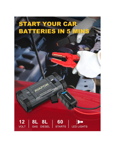 Arrancador de Batería AVAPOW A28 3000A 12V Portátil