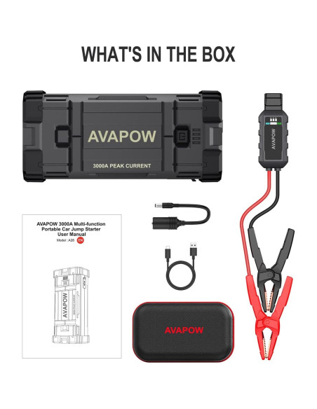 Arrancador de Batería AVAPOW A28 3000A 12V Portátil