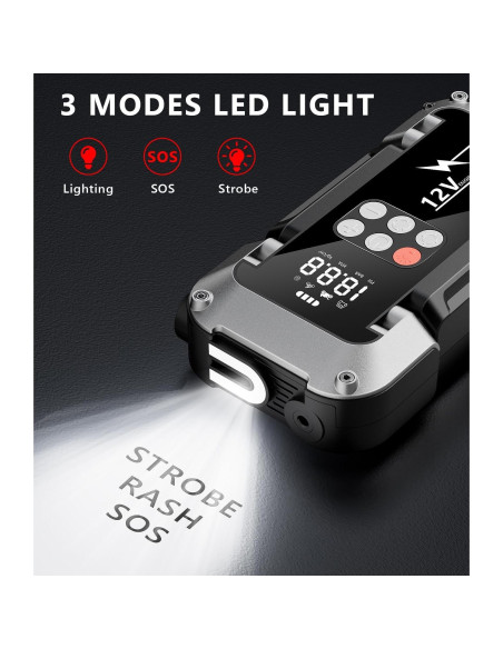 Arrancador de coche ZKpilse Q18 con compresor 4000A 12V Arrancador de coche ZKpilse Q18 con compresor 4000A 12V