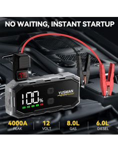 Arrancador de Salto YUSMAN F01 4000A 12V con Luz LED 2