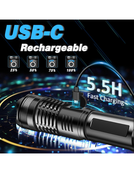 Linterna Recargable ISUNMEA 1500LM 5 Modos Impermeable