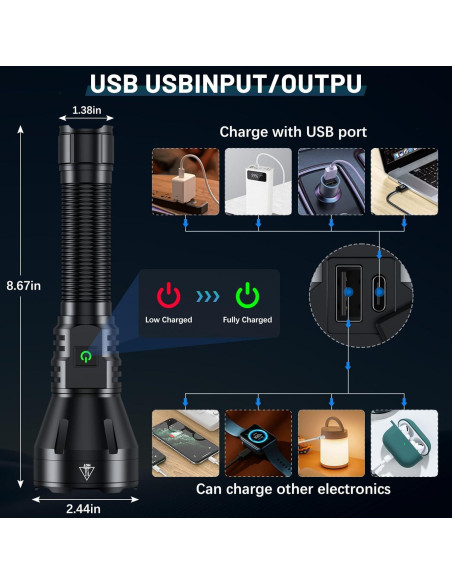 Linterna Recargable Driverwish 990000 Lúmenes LED Impermeable