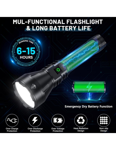 Linterna Recargable Driverwish 990000 Lúmenes LED Impermeable