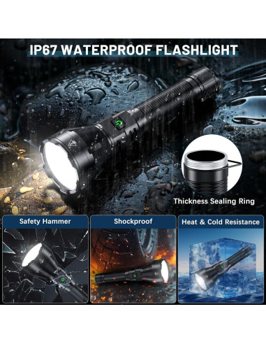 Linterna Recargable Driverwish 990000 Lúmenes LED Impermeable