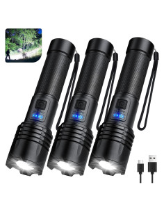 KINGCAESAR Paquete 3 Linternas Recargables LED 990000 Lúmenes