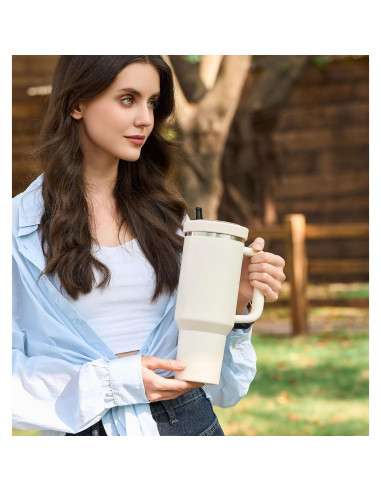 Tapa de Silicona Flip para Stanley Quencher 40 oz - Crema