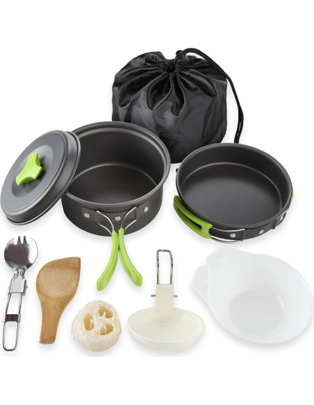 MalloMe Kit Utensilios Cocina Camping 10 Piezas Aluminio