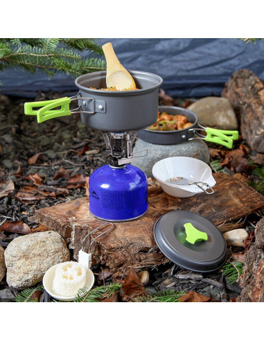 MalloMe Kit Utensilios Cocina Camping 10 Piezas Aluminio