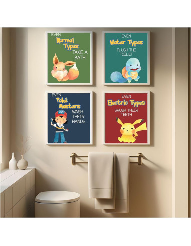 Juego de 4 Imágenes Decorativas Ganso Tonto para Baño 20x25cm