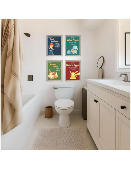 Juego de 4 Imágenes Decorativas Ganso Tonto para Baño 20x25cm