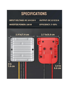 Convertidor Vibit 18V a 12V 180W para Batería Milwaukee M18 2