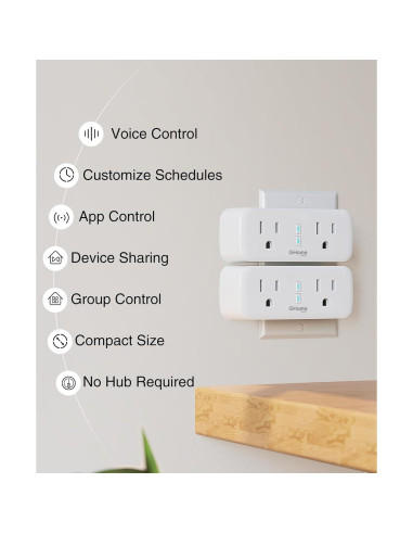 Enchufe Inteligente GHome WP2-A 15A Duales Tomas WiFi