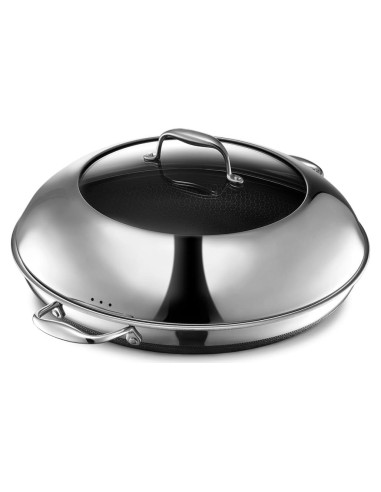 Sartén Antiadherente HexClad 35.56 cm con Tapa Acero Inoxidable