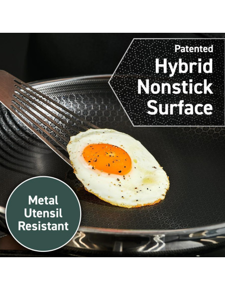 Sartén Antiadherente HexClad 35.56 cm con Tapa Acero Inoxidable