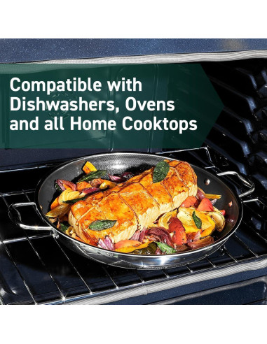 Sartén Antiadherente HexClad 35.56 cm con Tapa Acero Inoxidable
