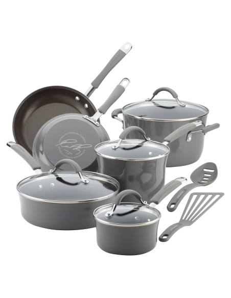 Juego de Ollas y Sartenes Rachael Ray Cucina 12 Piezas Gris