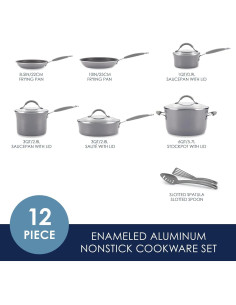 Juego de Ollas y Sartenes Rachael Ray Cucina 12 Piezas Gris 2