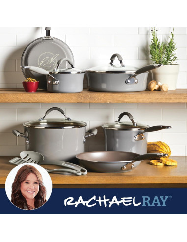 Juego de Ollas y Sartenes Rachael Ray Cucina 12 Piezas Gris