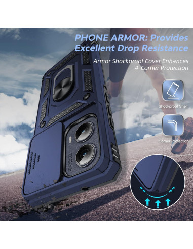 Funda LeYi para Moto Edge 2024 - Protección Militar Azul