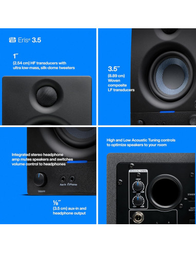 Monitores de Estudio PreSonus Eris 3.5 - 50W, 2 Unidades