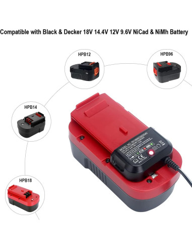 Cargador de Batería Elefly 9.6V-18V Compatible Black & Decker