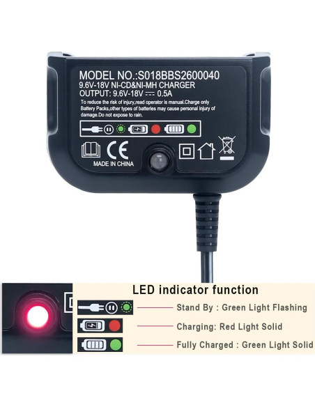 Cargador de Batería Elefly 9.6V-18V Compatible Black & Decker