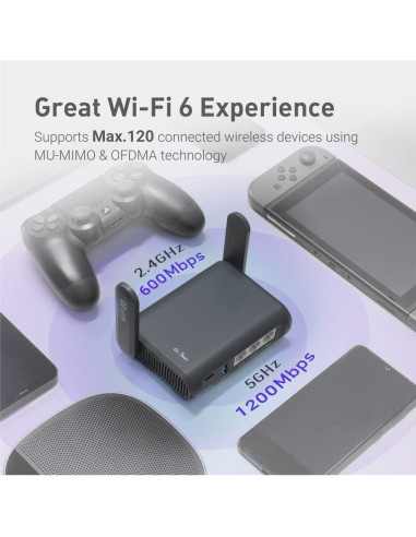 Enrutador GL.iNet Slate AX Wi-Fi 6 Portátil 1800 Mbps