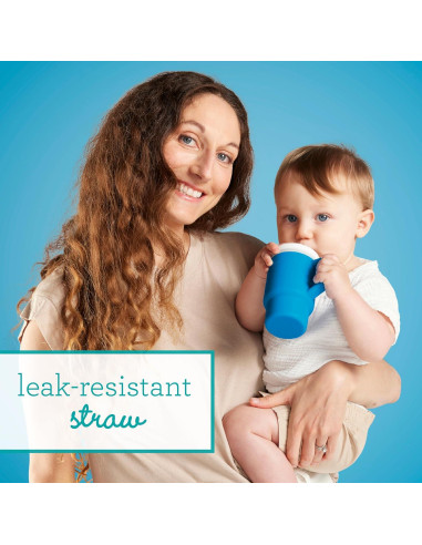 Infantino Mi 1er Vaso - Silicona Océano 266 ml con Pajilla