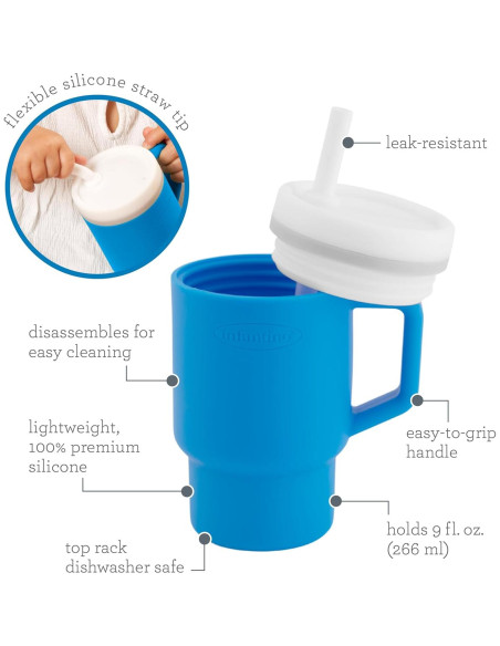Infantino Mi 1er Vaso - Silicona Océano 266 ml con Pajilla