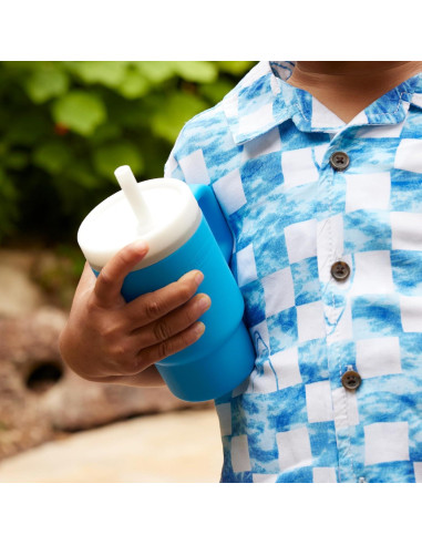 Infantino Mi 1er Vaso - Silicona Océano 266 ml con Pajilla