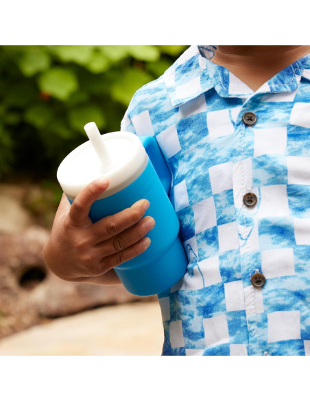 Infantino Mi 1er Vaso - Silicona Océano 266 ml con Pajilla