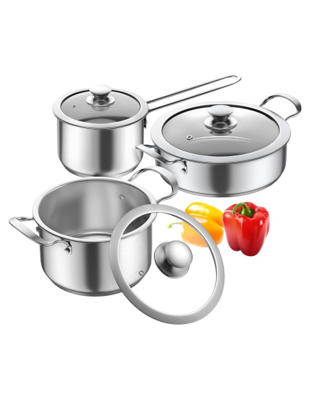 Juego de ollas Aufranc 6 piezas acero inoxidable antiadherente