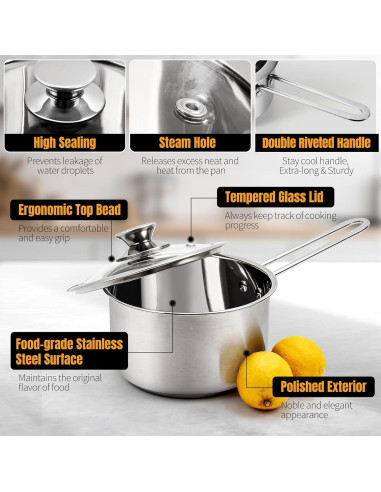 Juego de ollas Aufranc 6 piezas acero inoxidable antiadherente