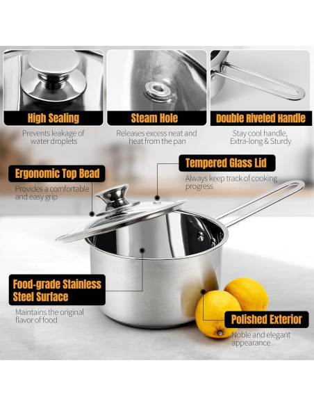 Juego de ollas Aufranc 6 piezas acero inoxidable antiadherente