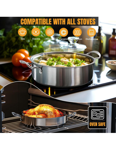 Juego de ollas Aufranc 6 piezas acero inoxidable antiadherente