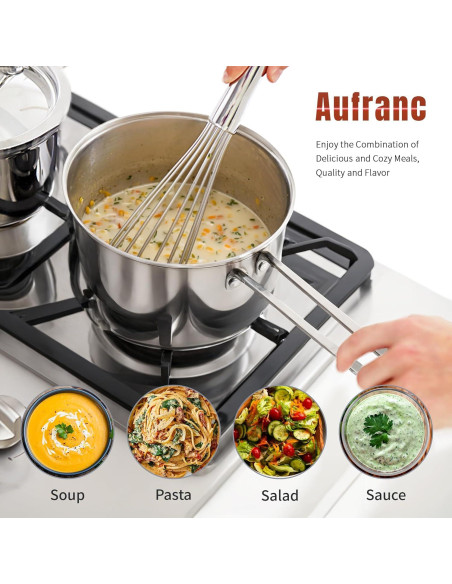 Juego de ollas Aufranc 6 piezas acero inoxidable antiadherente