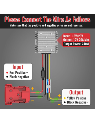 Convertidor 18V a 12V Kzreect 240W para Carrito de Golf