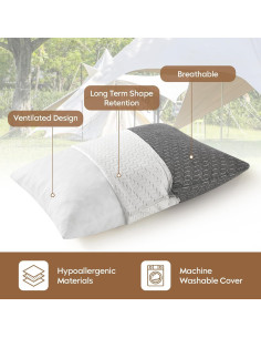 Almohada de Viaje PEUJEW Espuma de Memoria Compacta 45x35cm 2