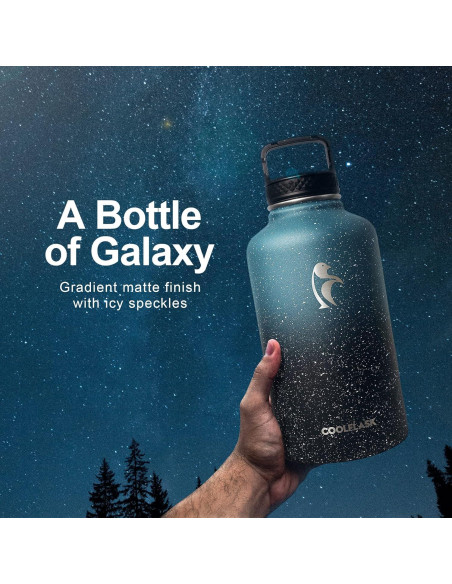 Botella de Agua Aislada Coolflask 1.89L Turquesa con 3 Tapas