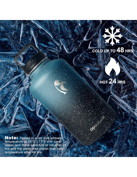 Botella de Agua Aislada Coolflask 1.89L Turquesa con 3 Tapas