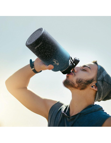 Botella de Agua Aislada Coolflask 1.89L Turquesa con 3 Tapas